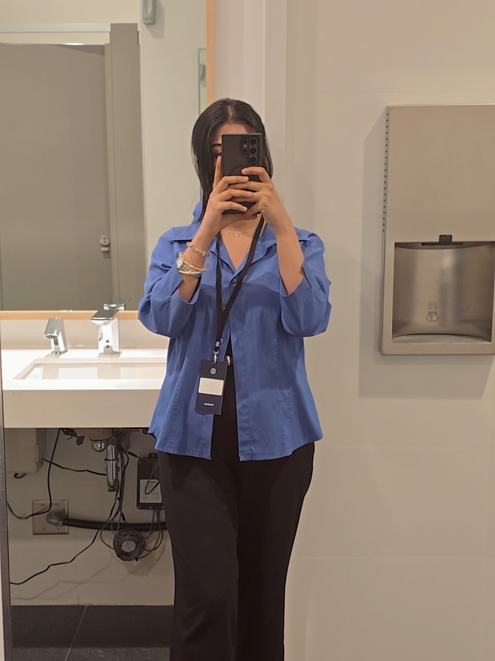 Classic Blue Button-Up Shirt - Women